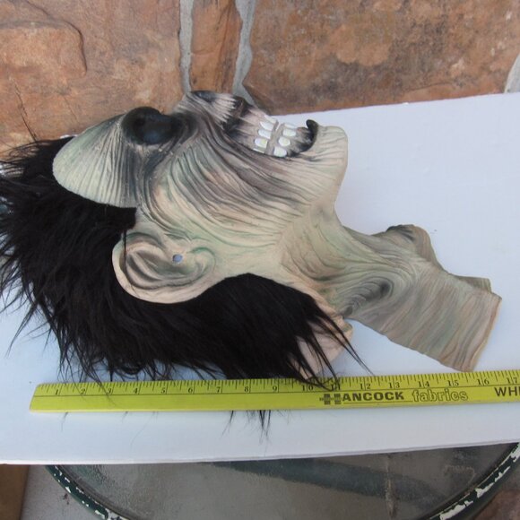 Vintage Topstone Ghoul Skull Zombie Rubber Pull-Over Mask Black Fright Wig Latex - Picture 7 of 7